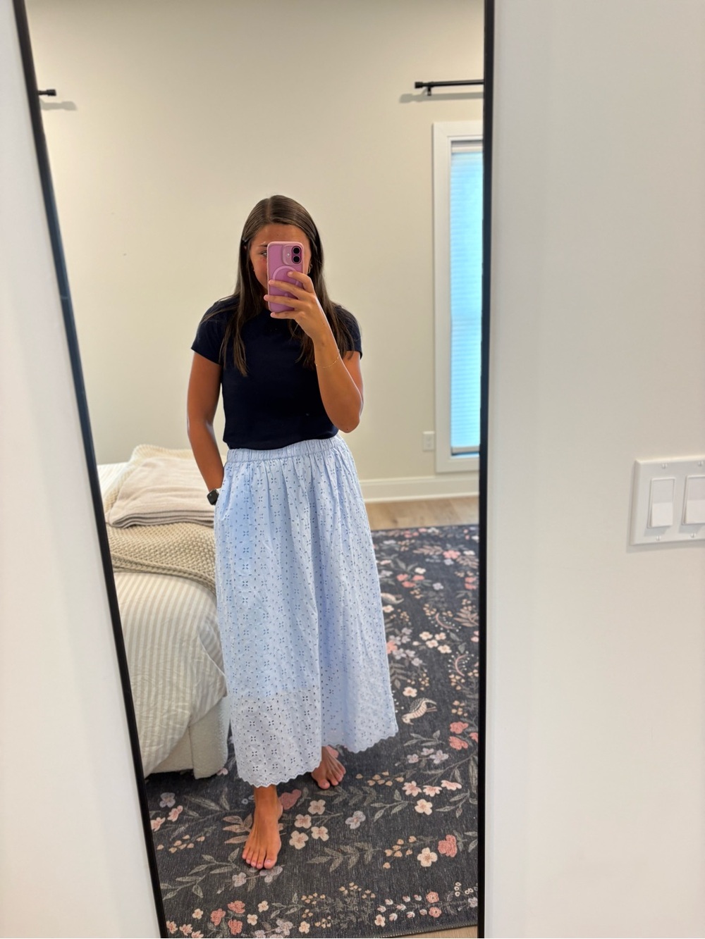 Universal Thread Light Blue Eyelet Maxi Skirt